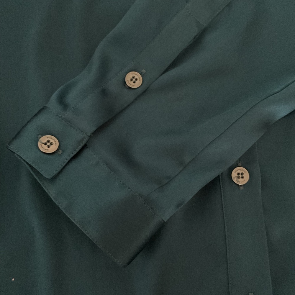 Burberry of London Deep Teal Button Down Blouse Size 12 - Picture 4 of 11